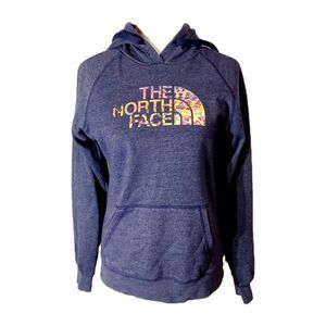 The North Face  Women's Purple Leopard Print Logo Hoodie Sweatshirt Size Medium